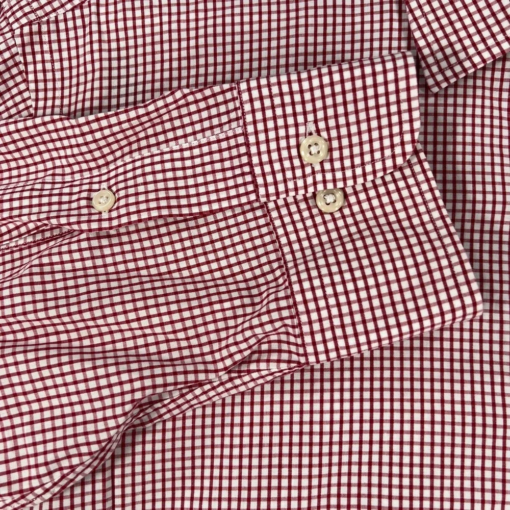 Polo Ralph Lauren Shirt Mens 17.5 Red Check Long Sleeve Button Up Curham Classic